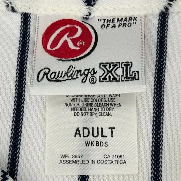 Vtg 90s Men's XL Rawlings New York Yankees Authentic White Pinstripe Jersey #00